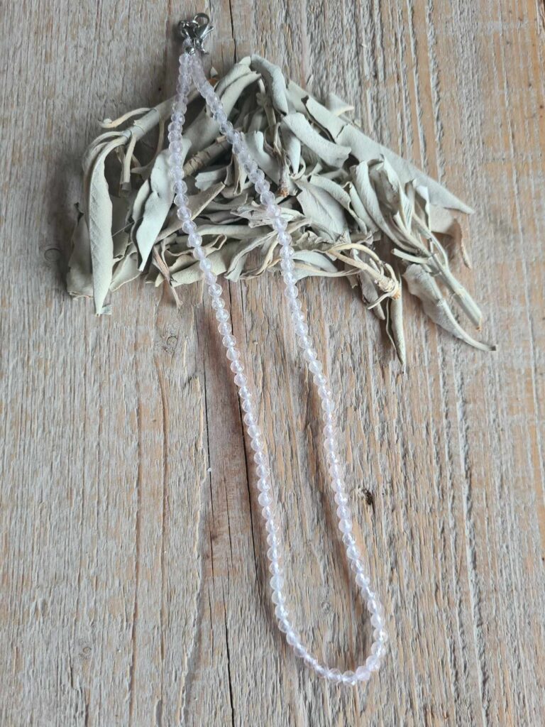 Rozenkwart ketting facet geslepen 4mm - 45 cm