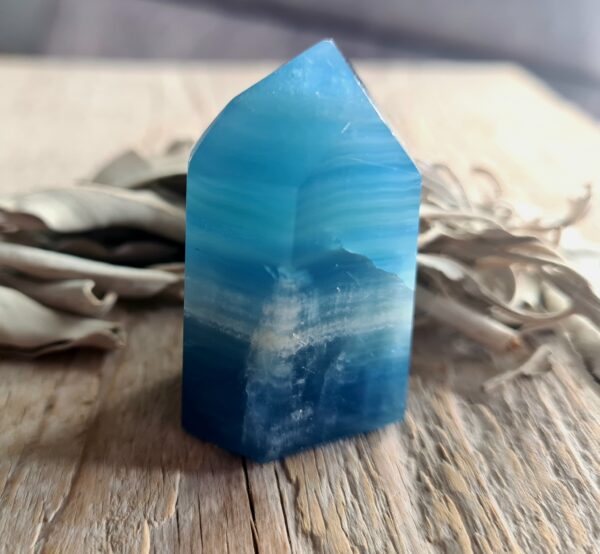Lemurian Aquatine Calciet punt - Afbeelding 2