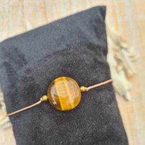 Armband tijgeroog (rond) op macramé draad