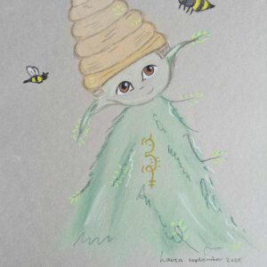 Edelsteen inclusief Kristalwezen tekening