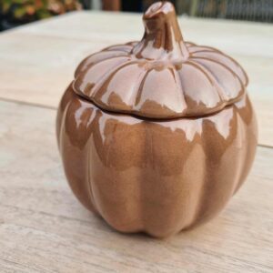 Pompoen met kaars en Rode Jaspis steentjes (bruin)