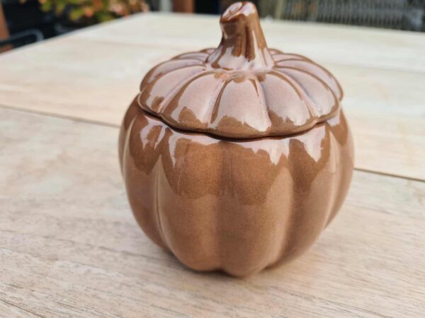 Pompoen met kaars en Rode Jaspis steentjes (bruin)