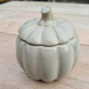 Pompoen met kaars en Rode Jaspis steentjes (grijs)