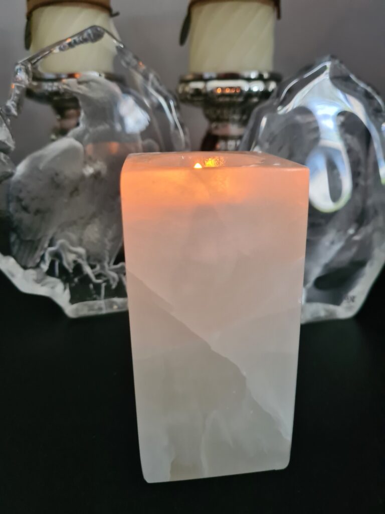 Witte onyx waxinelicht houder