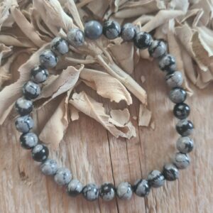 Sneeuwvlok obsidiaan armband 6 mm